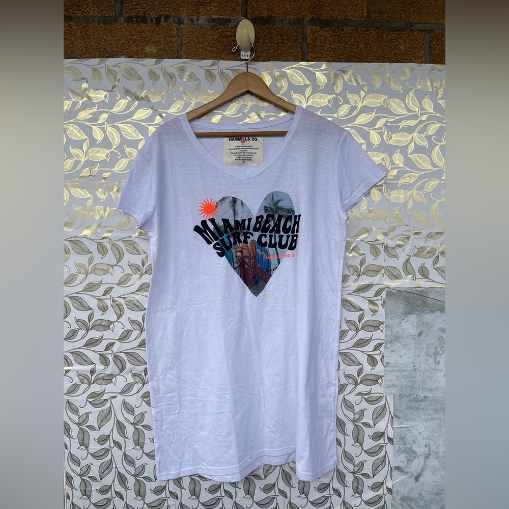 Hammill & Co Miami Beach Heart Graphic Slouchy Dress - Size Small - Surf Girl S